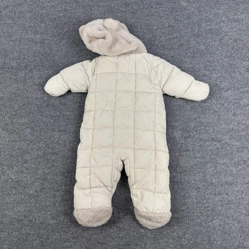 Jessica Simpson Snowsuit Girls‎ 6-9 Months White Puffer Hooded Bear Ears Winter